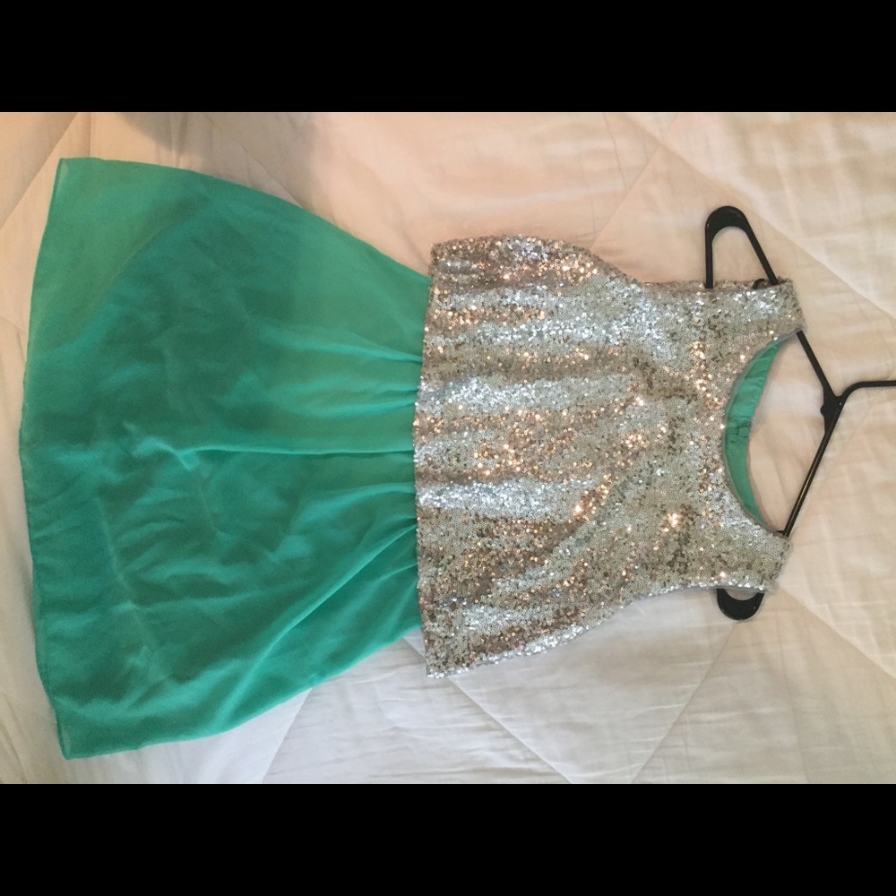 seafoam green sparkle dress